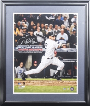 Derek Jeter Signed New York Yankees All-Time Hits Leader Commemorative Photo In 22x26 Framed Display (Steiner & MLB Authenticated)